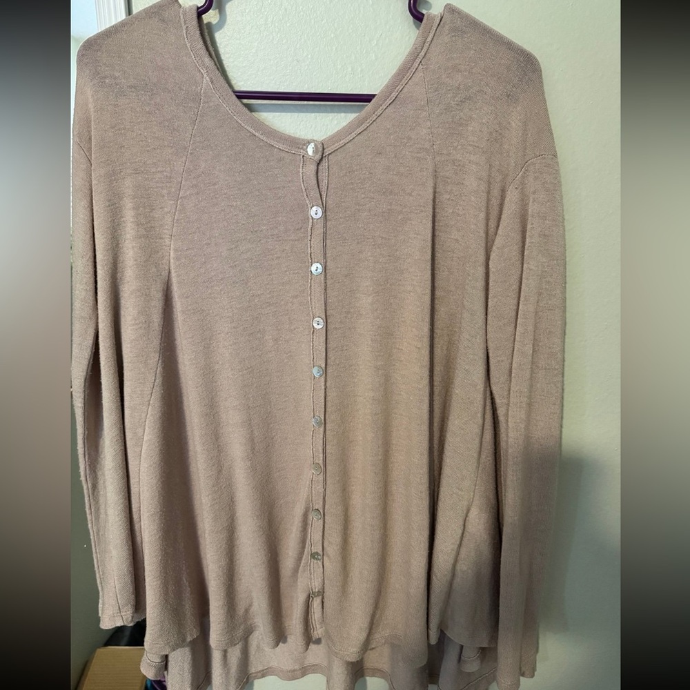 Beige Button-Up Cardigan